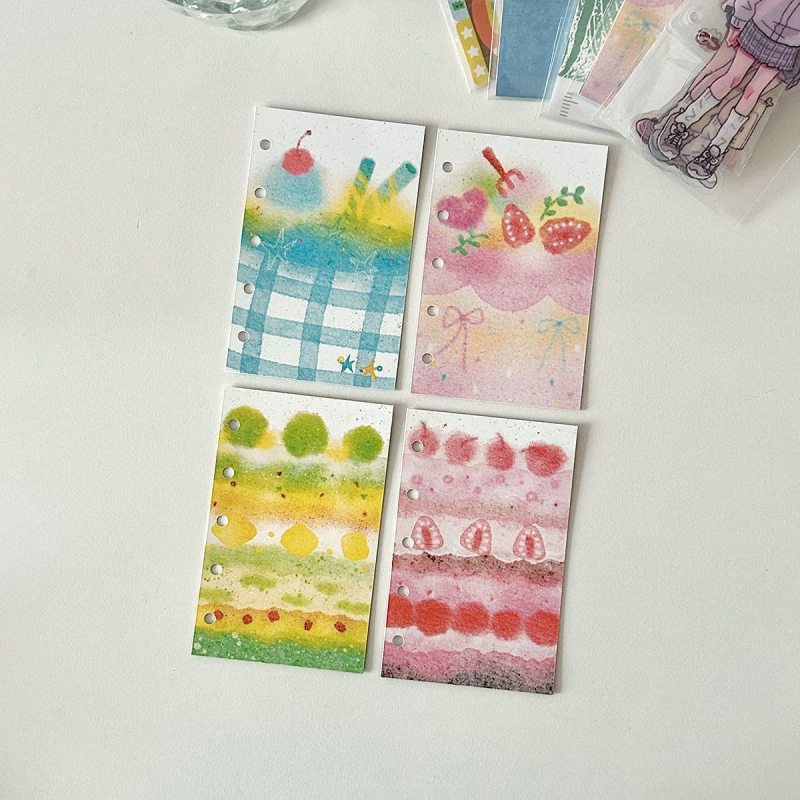 Mini indeksni razdjelnik stranica za 3- ili 5- rupa, Wowka wowka, dvostrani papir za bilješke unutarnja stranica, 4 listova u pakiranju