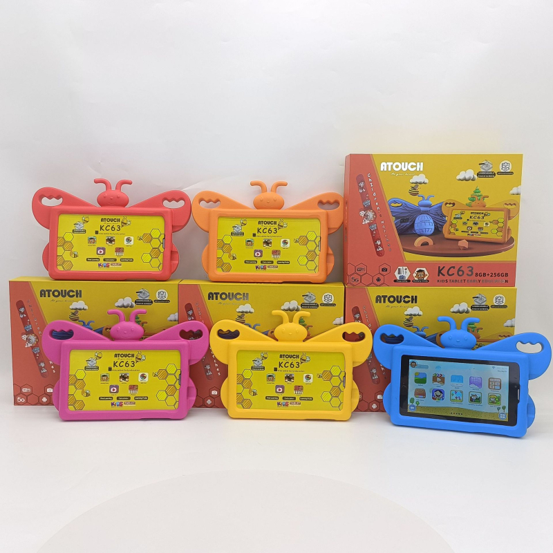 Androidos gyerek tabletta MTK négymagos processzorral 1,3 GHz, 1 GB flash tárhely, kettős kamera, Bluetooth-támogatás