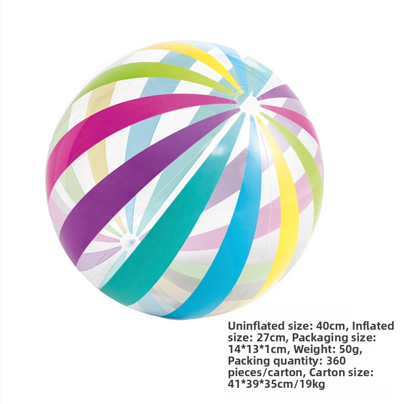 Priehľadná lesklá PVC gulička, vodná hračka, nafukovacia plážová loptička s pruhmi, rekvizita na fotografie, pre vek 15–35