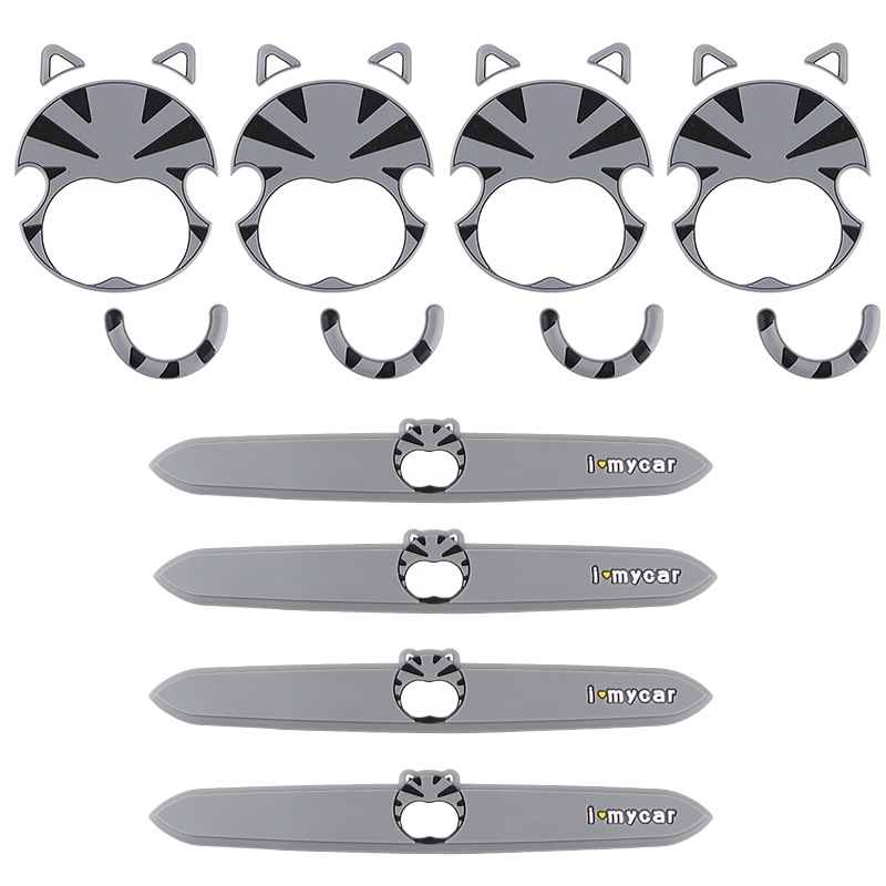 PVC защита за дръжка на автомобил – анти-надраскване, карикатурен дизайн, универсален комплект защитни филми за врата