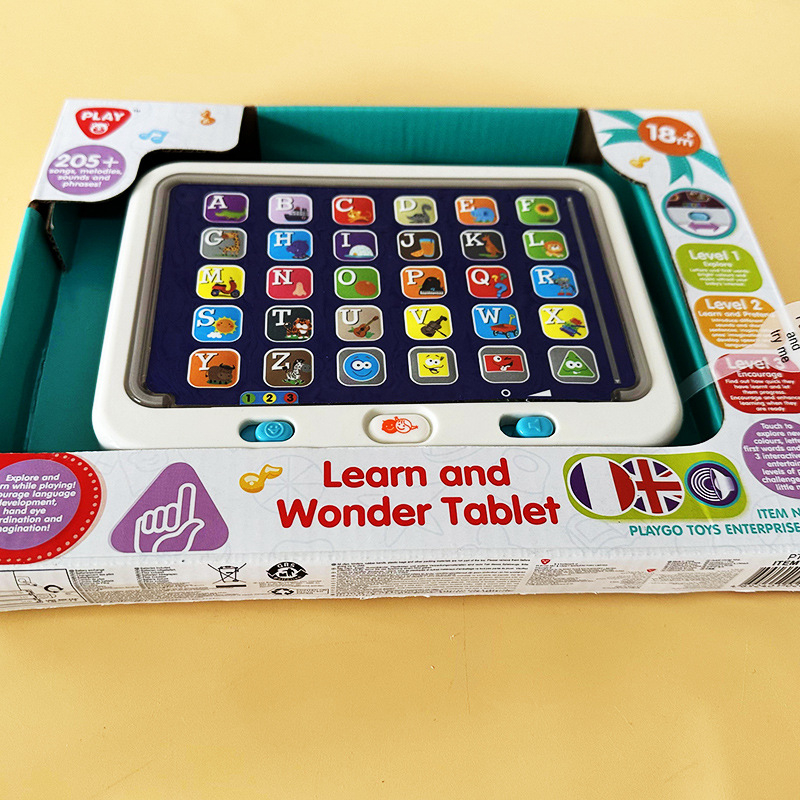 Παιδικό ταμπλετ εκμάθησης με ανάγνωση και ακρόαση, δίγλωσσο, ηλεκτρικό παιχνίδι με φλας και αίσθηση αφής, πλαστικό περίβλημα, μοντέλο E48565, για ηλικίες 4–6 ετών