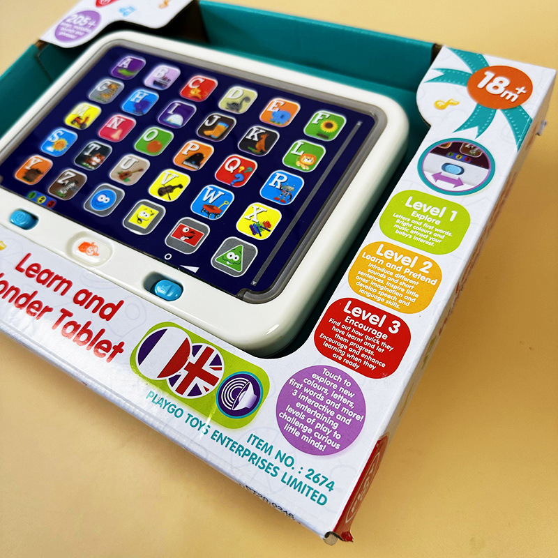 Παιδικό ταμπλετ εκμάθησης με ανάγνωση και ακρόαση, δίγλωσσο, ηλεκτρικό παιχνίδι με φλας και αίσθηση αφής, πλαστικό περίβλημα, μοντέλο E48565, για ηλικίες 4–6 ετών