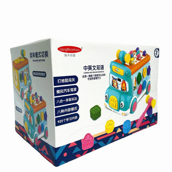 Εκπαιδευτικό διαδραστικό παιχνίδι-λεωφορείο με εξάπλευρο σχήμα, διγλωσσικό κινεζο-αγγλικό режим, μουσική και φωνητικά εφέ, πλαστικό, κατάλληλο για παιδιά 4–6 ετών