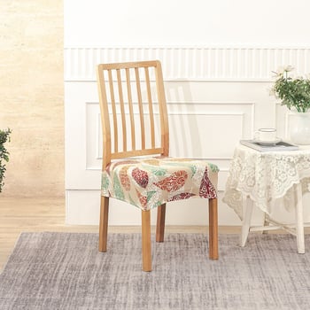 Κάλυμμα καρεκλών εστιατορίου - ελαστικό τετράγωνο κάλυμμα μαξιλαριού, Milk Silk, αντιολισθητικό, ανθεκτικό στη φθορά, προστασία από τη σκόνη, μοτίβο φυτών, αγροτικό στυλ