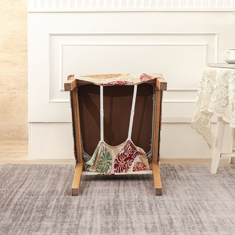 Κάλυμμα καρεκλών εστιατορίου - ελαστικό τετράγωνο κάλυμμα μαξιλαριού, Milk Silk, αντιολισθητικό, ανθεκτικό στη φθορά, προστασία από τη σκόνη, μοτίβο φυτών, αγροτικό στυλ