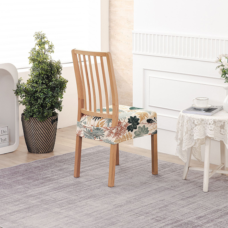 Κάλυμμα καρεκλών εστιατορίου - ελαστικό τετράγωνο κάλυμμα μαξιλαριού, Milk Silk, αντιολισθητικό, ανθεκτικό στη φθορά, προστασία από τη σκόνη, μοτίβο φυτών, αγροτικό στυλ