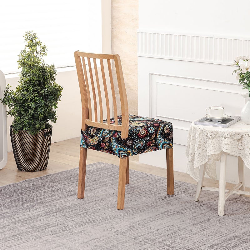 Κάλυμμα καρεκλών εστιατορίου - ελαστικό τετράγωνο κάλυμμα μαξιλαριού, Milk Silk, αντιολισθητικό, ανθεκτικό στη φθορά, προστασία από τη σκόνη, μοτίβο φυτών, αγροτικό στυλ