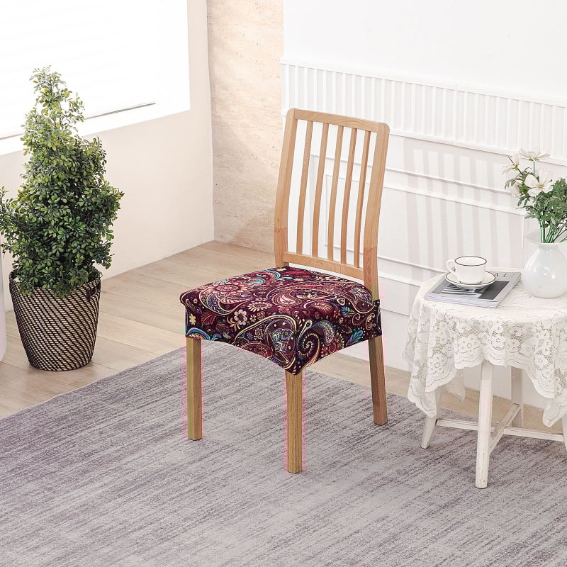 Κάλυμμα καρεκλών εστιατορίου - ελαστικό τετράγωνο κάλυμμα μαξιλαριού, Milk Silk, αντιολισθητικό, ανθεκτικό στη φθορά, προστασία από τη σκόνη, μοτίβο φυτών, αγροτικό στυλ