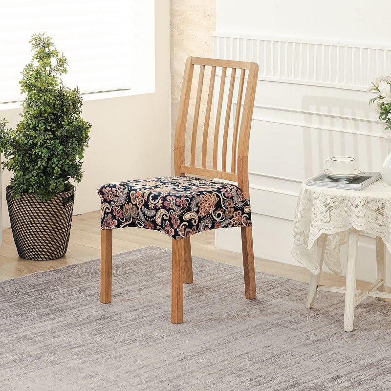 Κάλυμμα καρεκλών εστιατορίου - ελαστικό τετράγωνο κάλυμμα μαξιλαριού, Milk Silk, αντιολισθητικό, ανθεκτικό στη φθορά, προστασία από τη σκόνη, μοτίβο φυτών, αγροτικό στυλ