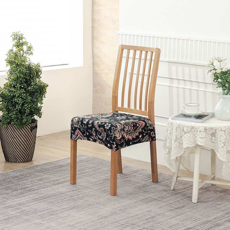 Κάλυμμα καρεκλών εστιατορίου - ελαστικό τετράγωνο κάλυμμα μαξιλαριού, Milk Silk, αντιολισθητικό, ανθεκτικό στη φθορά, προστασία από τη σκόνη, μοτίβο φυτών, αγροτικό στυλ