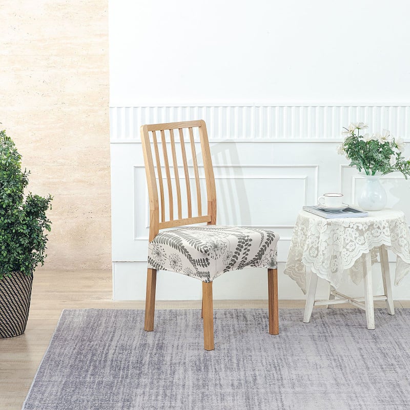 Κάλυμμα καρεκλών εστιατορίου - ελαστικό τετράγωνο κάλυμμα μαξιλαριού, Milk Silk, αντιολισθητικό, ανθεκτικό στη φθορά, προστασία από τη σκόνη, μοτίβο φυτών, αγροτικό στυλ