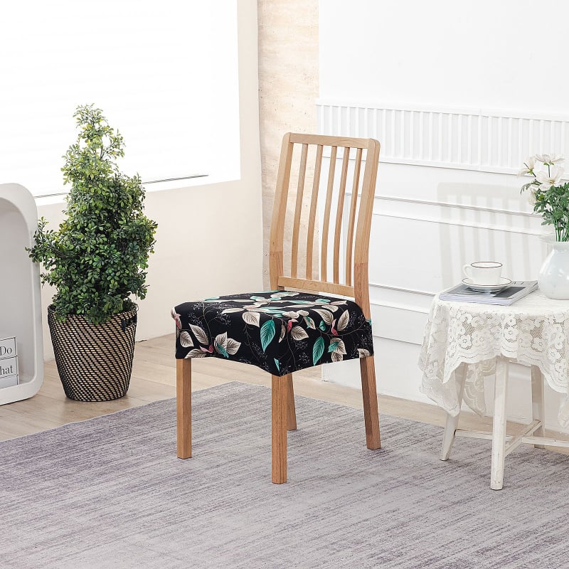 Κάλυμμα καρεκλών εστιατορίου - ελαστικό τετράγωνο κάλυμμα μαξιλαριού, Milk Silk, αντιολισθητικό, ανθεκτικό στη φθορά, προστασία από τη σκόνη, μοτίβο φυτών, αγροτικό στυλ