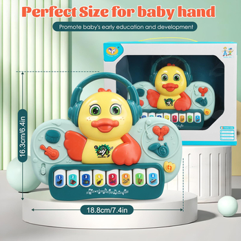 Pian electronic educațional pentru copii cu lumini – înregistrare și producție muzicală, carcasă din plastic, alimentare cu baterii, destinat copiilor 0–3 ani