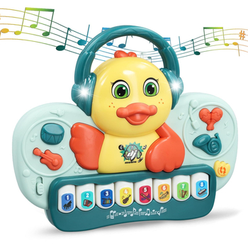 Pian electronic educațional pentru copii cu lumini – înregistrare și producție muzicală, carcasă din plastic, alimentare cu baterii, destinat copiilor 0–3 ani
