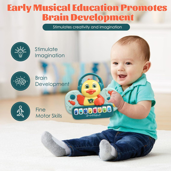 Pian electronic educațional pentru copii cu lumini – înregistrare și producție muzicală, carcasă din plastic, alimentare cu baterii, destinat copiilor 0–3 ani