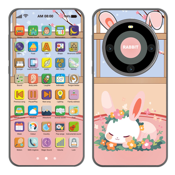 Telefon-jucărie muzical pentru copii, cu ecran tactil de 40 butoane, pentru învățare timpurie — funcții muzică și voce, corp din plastic, baterie Li-ion, pentru 0-3 ani