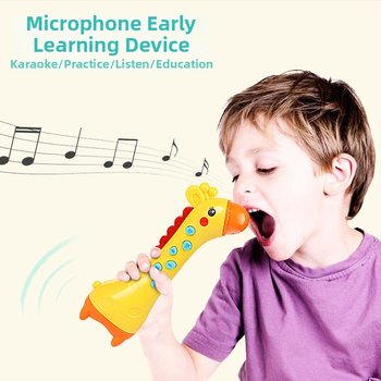 Παιδικό καραόκε μικρόφωνο-παιχνίδι με καμηλοπάρδαλη – λειτουργεί με μπαταρίες, πλαστικό, κατάλληλο για 0–3 ετών