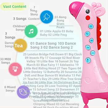 Παιδικό καραόκε μικρόφωνο-παιχνίδι με καμηλοπάρδαλη – λειτουργεί με μπαταρίες, πλαστικό, κατάλληλο για 0–3 ετών