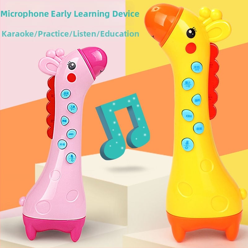Παιδικό καραόκε μικρόφωνο-παιχνίδι με καμηλοπάρδαλη – λειτουργεί με μπαταρίες, πλαστικό, κατάλληλο για 0–3 ετών