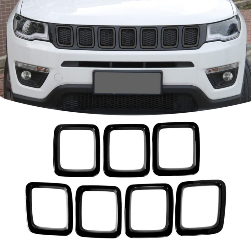 ABS Središnja rešetka s sjajnim prstenom i mrežom protiv insekata za Jeep Compass 2017–2020 (Model Xc-qcpj25)