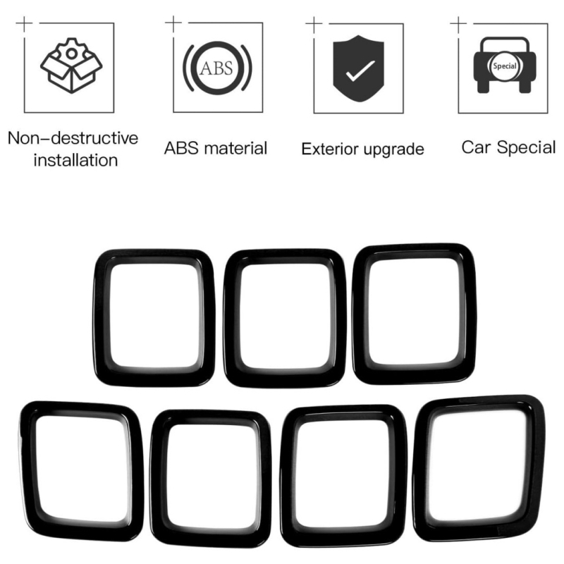 ABS Središnja rešetka s sjajnim prstenom i mrežom protiv insekata za Jeep Compass 2017–2020 (Model Xc-qcpj25)