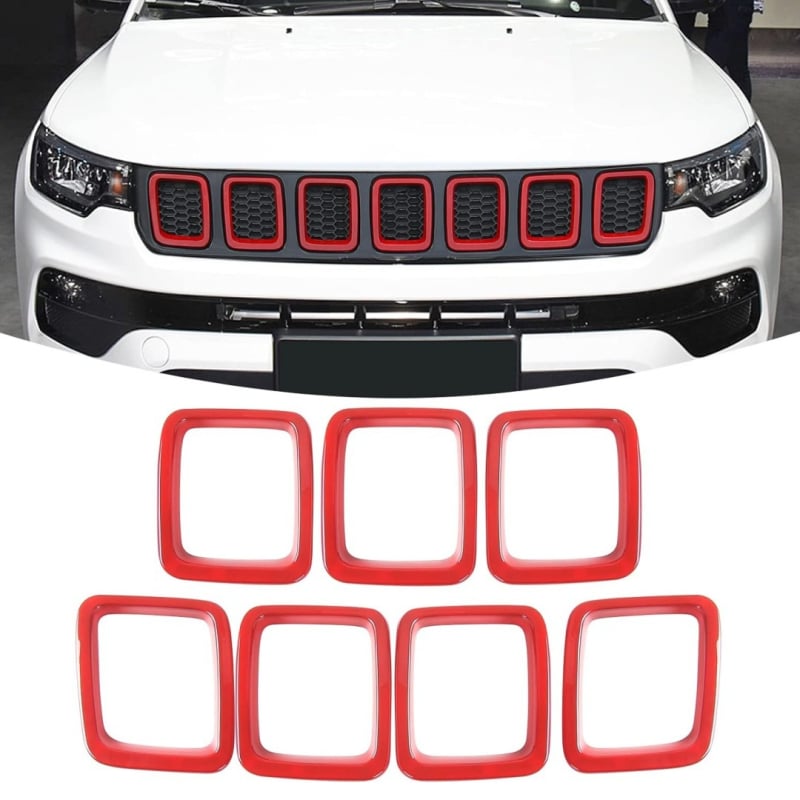 ABS Središnja rešetka s sjajnim prstenom i mrežom protiv insekata za Jeep Compass 2017–2020 (Model Xc-qcpj25)