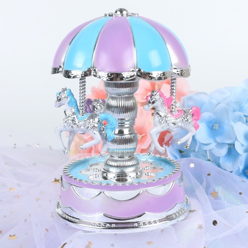 Cutie muzicală cu lumini și carusel, din plastic, stil simplu modern, procesare personalizată disponibilă, model JZX-12