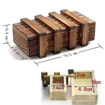 Drvena puzzle kutija s tri otvora Kongming/Luban Lock – vježbanje ručne spretnosti, blister pakiranje, podrijetlo Zhejiang