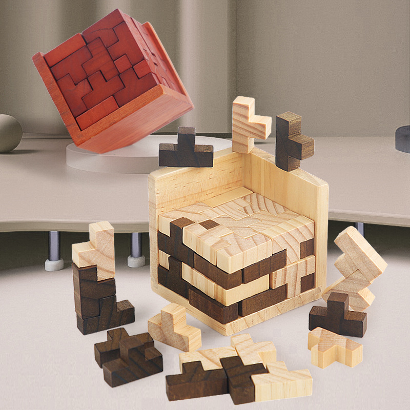 Drveni Kongming/Luban lock puzzle za djecu – klasična zagonetka otključavanja, DIY kompatibilno, uzrast 7–14 godina