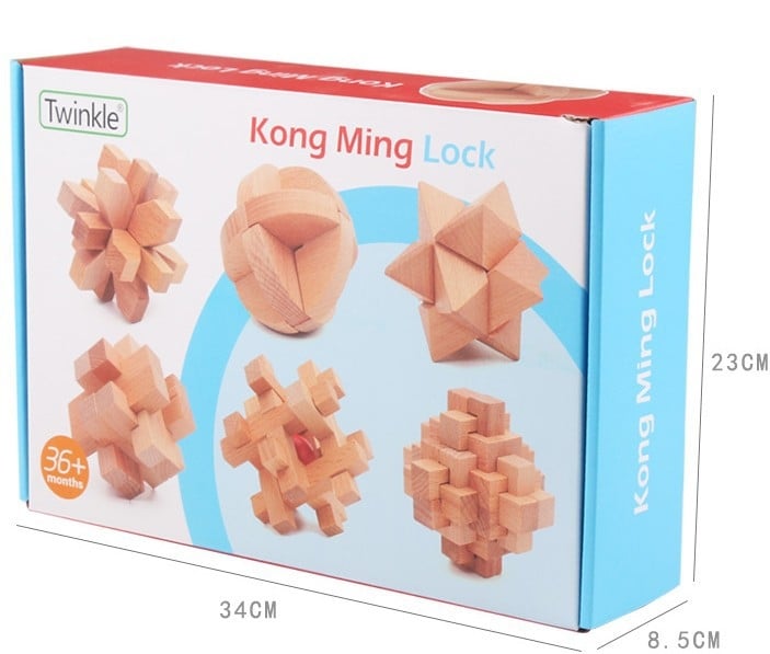 Fából készült Kongming záras logikai játék a gyűrű kinyitására, 4–6 éves gyermekeknek, márka Sf, termékkód Oy-363