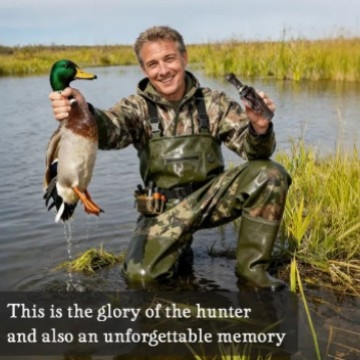 Zov za patke Hunter's Legacy – ručno izrađen, smola; model Wood Xin-50; originalni dizajn; karikaturan izgled; glazbena kutija