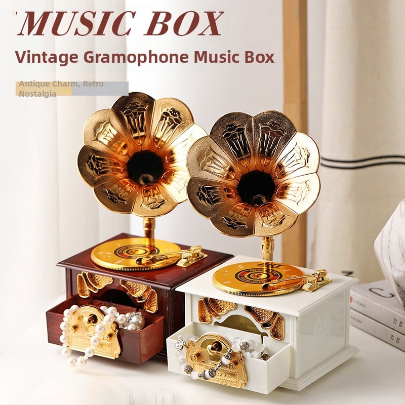 Μουσικό κουτί σε κλασικό στυλ γραμμόφωνου για γραφείο — πλαστικό, χύτευση με έγχυση, διακοσμητικό