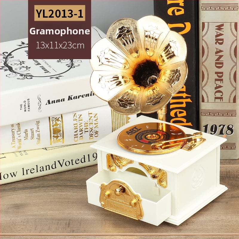 Μουσικό κουτί σε κλασικό στυλ γραμμόφωνου για γραφείο — πλαστικό, χύτευση με έγχυση, διακοσμητικό