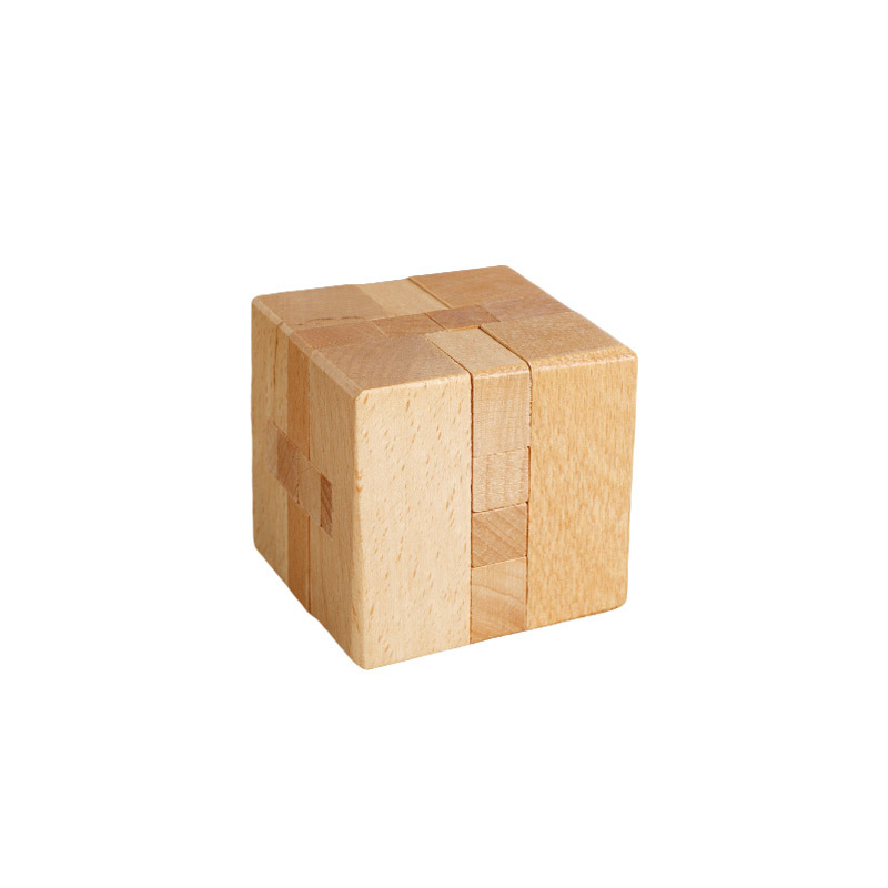 Drveni Kongming/Luban brava, kvadratni puzzle za djecu 4–6 godina