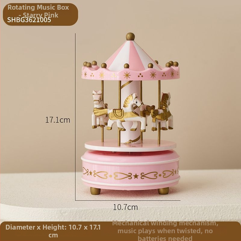 Καρουσέλ μουσικό κουτί — πλαστική κατασκευή, απλός και μοντέρνος σχεδιασμός, ημιχειροκίνητος μηχανισμός