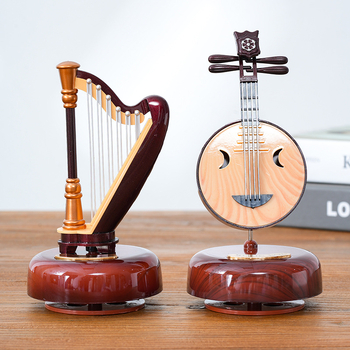 Κουτί μουσικής γραφείου με περιστρεφόμενο σαξόφωνο και άρπα, λογοτεχνικά-κλασικό στυλ, πλαστικό, βαμμένο, χύτευση με έγχυση