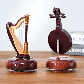 Κουτί μουσικής γραφείου με περιστρεφόμενο σαξόφωνο και άρπα, λογοτεχνικά-κλασικό στυλ, πλαστικό, βαμμένο, χύτευση με έγχυση