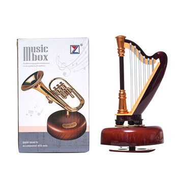 Κουτί μουσικής γραφείου με περιστρεφόμενο σαξόφωνο και άρπα, λογοτεχνικά-κλασικό στυλ, πλαστικό, βαμμένο, χύτευση με έγχυση
