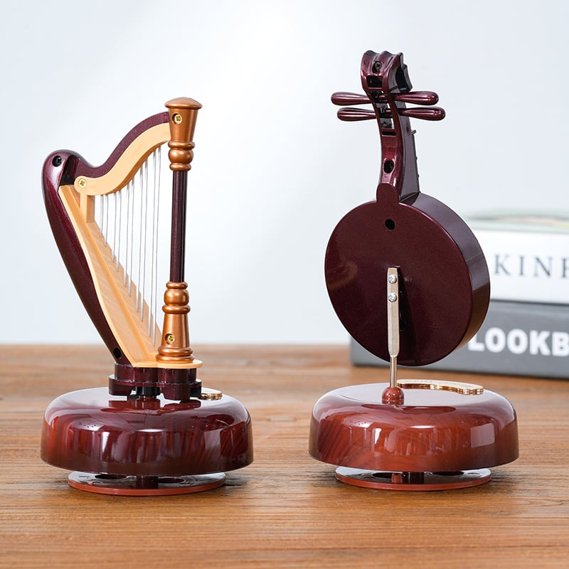 Κουτί μουσικής γραφείου με περιστρεφόμενο σαξόφωνο και άρπα, λογοτεχνικά-κλασικό στυλ, πλαστικό, βαμμένο, χύτευση με έγχυση