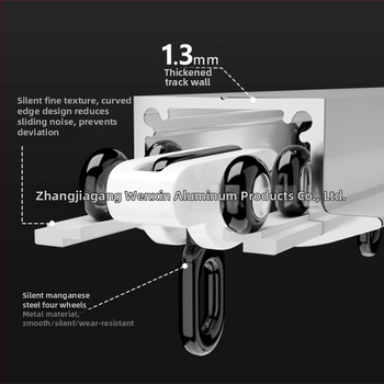 Ugradbena nevidljiva šina za zavjese, gornja montaža, savitljiva zakrivljena šina; aluminijska legura, elektroforetsko premazivanje, model Wenxin Wxcd0834, prilagodljivo
