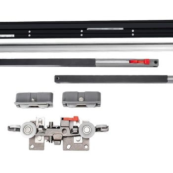 Sada hardvéru pre posuvné dvere: neviditeľný vodič koľajnice, obojstranný tlmič, zliatina zinku, model DFL-GC010, Ding Fule, moderný minimalistický štýl