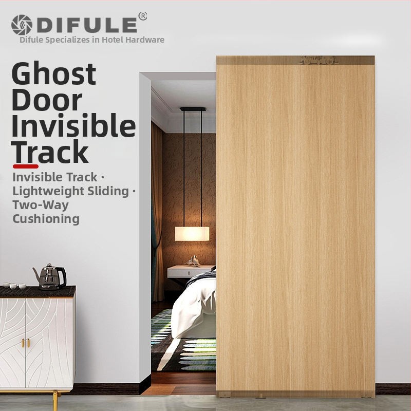 Sada hardvéru pre posuvné dvere: neviditeľný vodič koľajnice, obojstranný tlmič, zliatina zinku, model DFL-GC010, Ding Fule, moderný minimalistický štýl