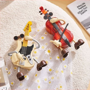 Χειροκίνητο μουσικό κουτί με φιγούρα κοριτσιού – διακόσμηση γραφείου με μοντέλο βιολιού και κιθάρας; πλαστικό, απλός και μοντέρνος σχεδιασμός, ημιχειροκίνητος μηχανισμός