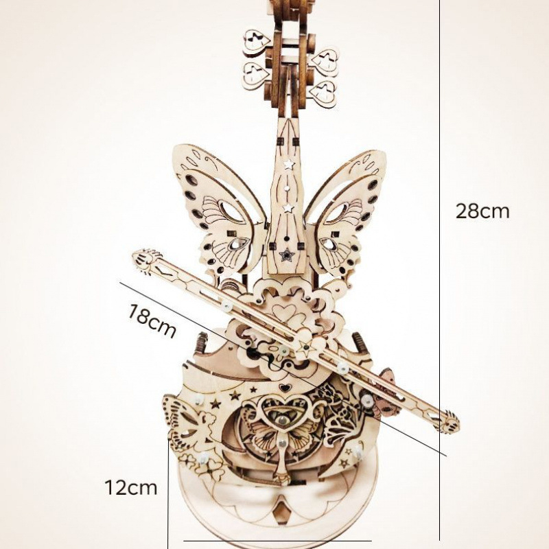 Drveni blokovi za izradu violine, ručna izrada, dizajn anđelovih krila, glazbena kutija, kineski stil