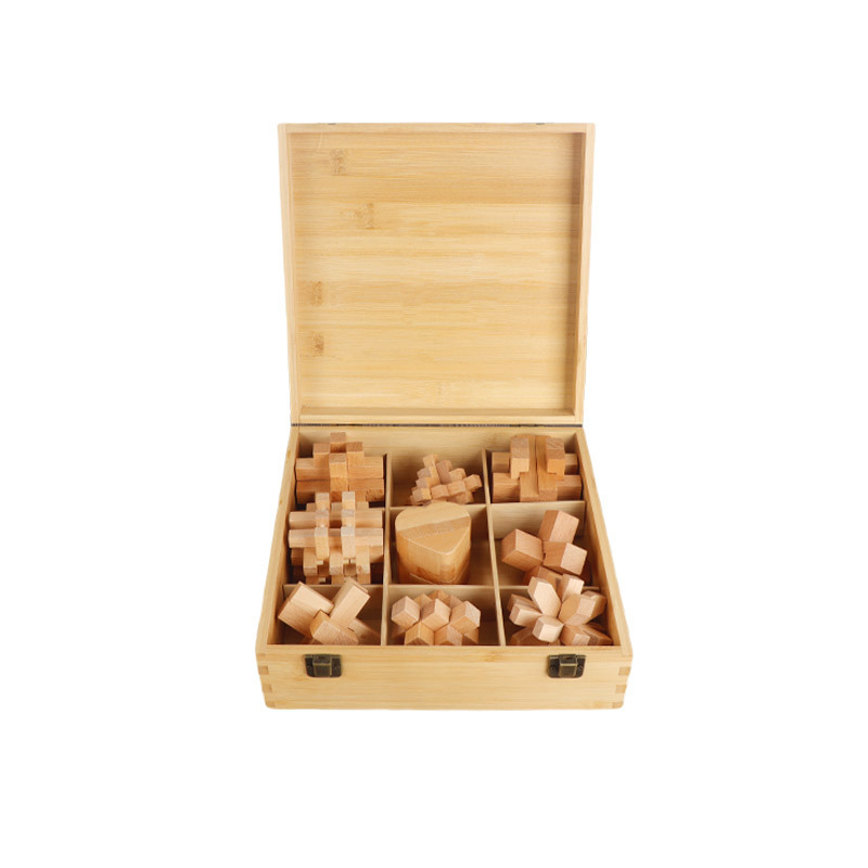 Kongming Lock drveni set od devet dijelova – edukativna igra za djecu 4–6 godina