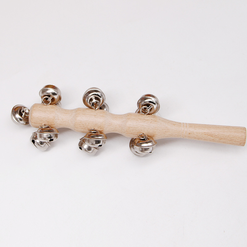 Clopot de mână din lemn cu 13 clopoței pentru învățarea Orff – instrument muzical pentru copii, grădiniță