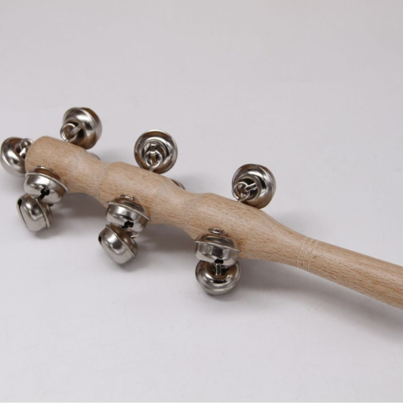 Clopot de mână din lemn cu 13 clopoței pentru învățarea Orff – instrument muzical pentru copii, grădiniță
