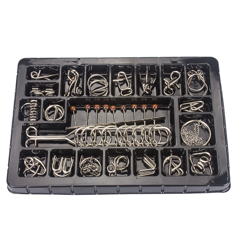 Puzzle s lancem od devet veza, set od 20 komada – metalna legura, relaksacija za djecu 7–14 godina