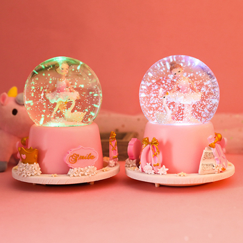 Glazbena kutija s plesnom balerinom i kristalnom kuglom, vanjska rotacija, automatski snježni efekt, ručni rad (Materijal: sintetička smola)