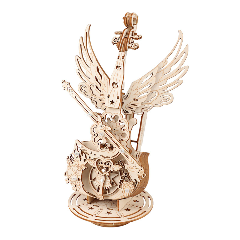 Drvena violončelna glazbena kutija 3D puzzle model HQX-101